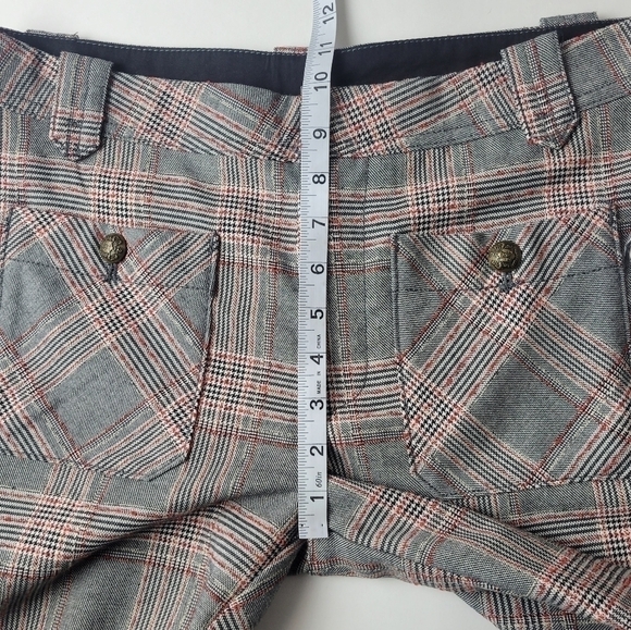 FREE People Plaid Boot Cut Pants Trousers Mid Rise Tartan Gray Red 4 NEW - Picture 10 of 14